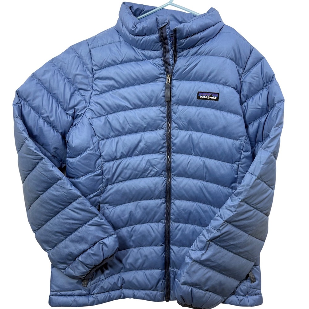 Patagonia Duck Down Jacket Kids XL 14 Blue Full Zip Puffer Quilted Nano Winter